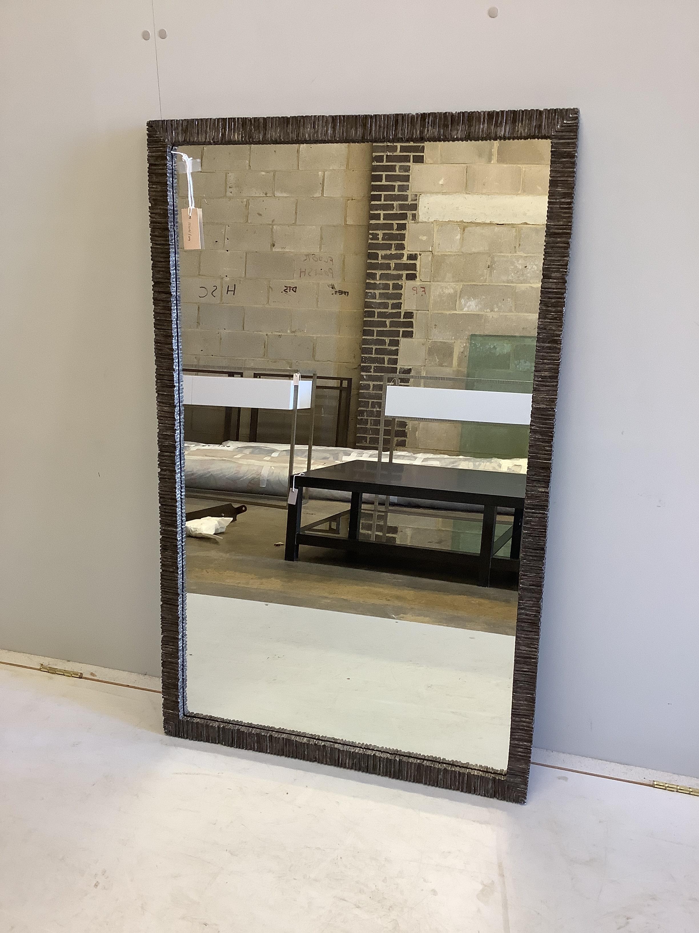 A Contemporary rectangular metal framed wall mirror, width 74cm, height 119cm